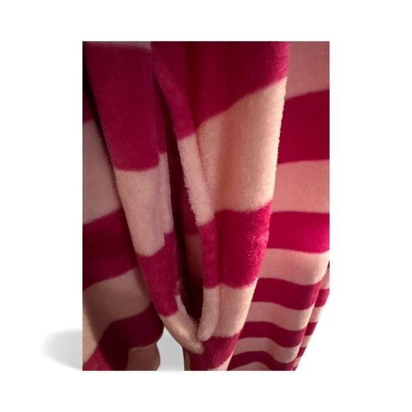 Cheshire Cat Hooded Fleece Costume Pajamas W/ Pockets Pink & Fuchsia Stripes Siz - Picture 3 of 6